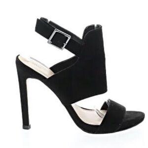 Zara Black Suede Cutout Ankle-Strap High Heels